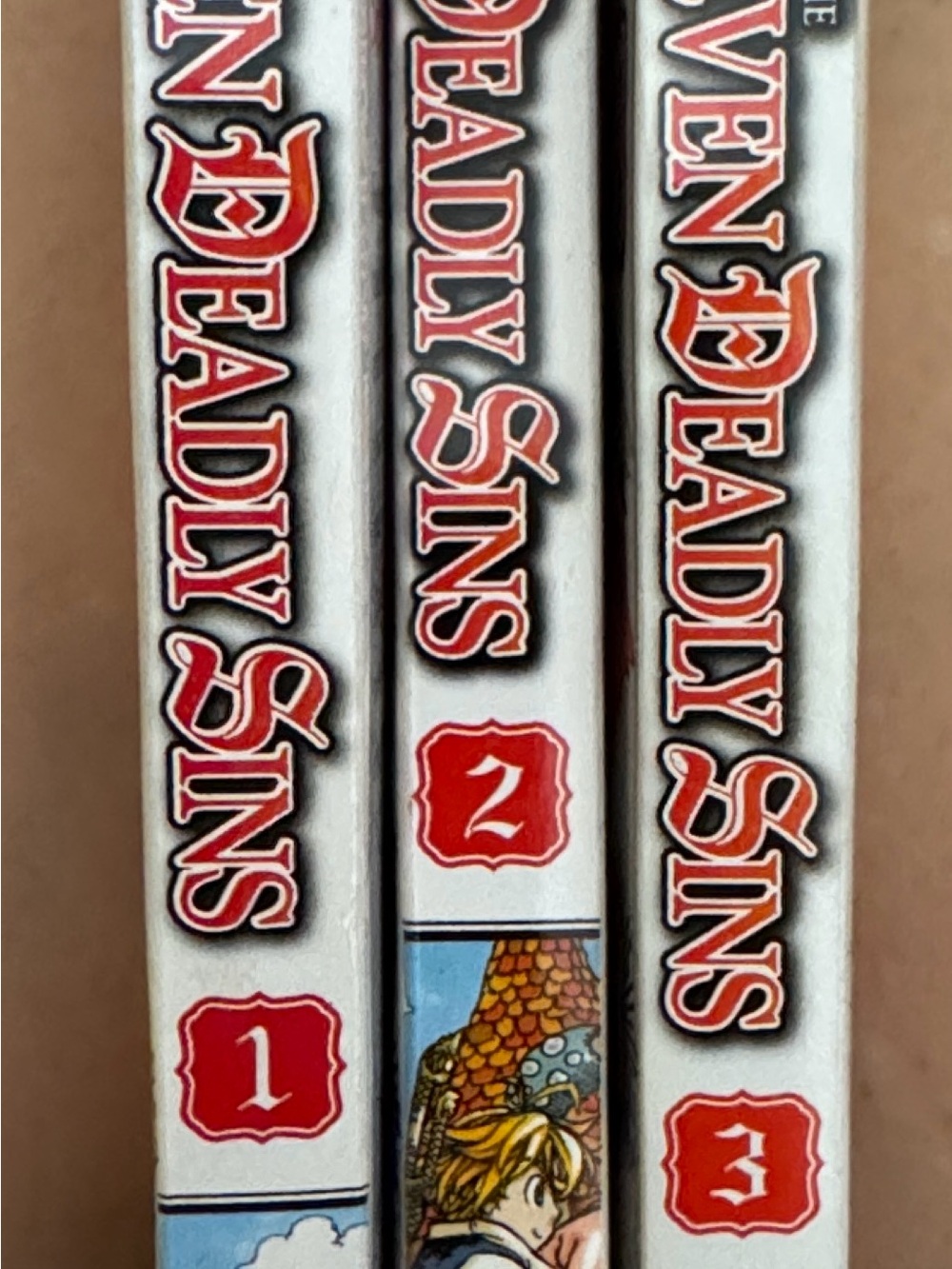 Red and White 'Seven Deadly Sins' Decorative Book Spines - Unbranded